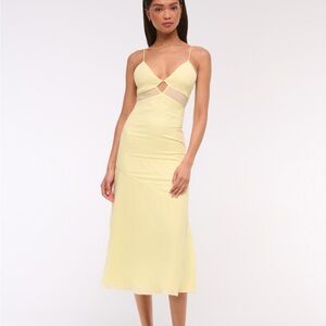 Abercrombie & Fitch Tie-back Sheer Midi Dress Yellow